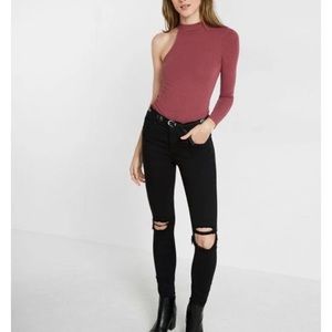 Express mock neck one shoulder top
